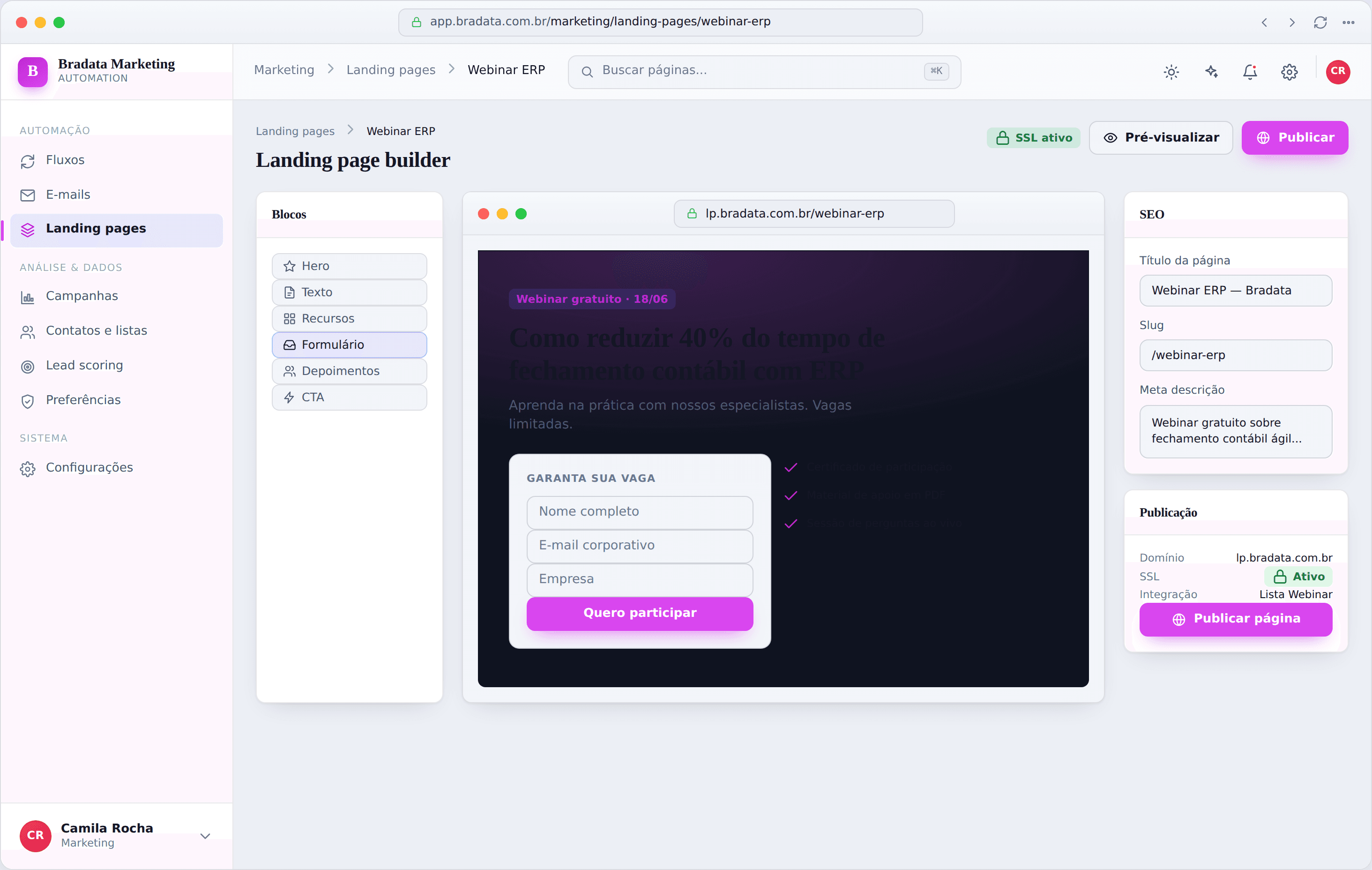 Landing page builder