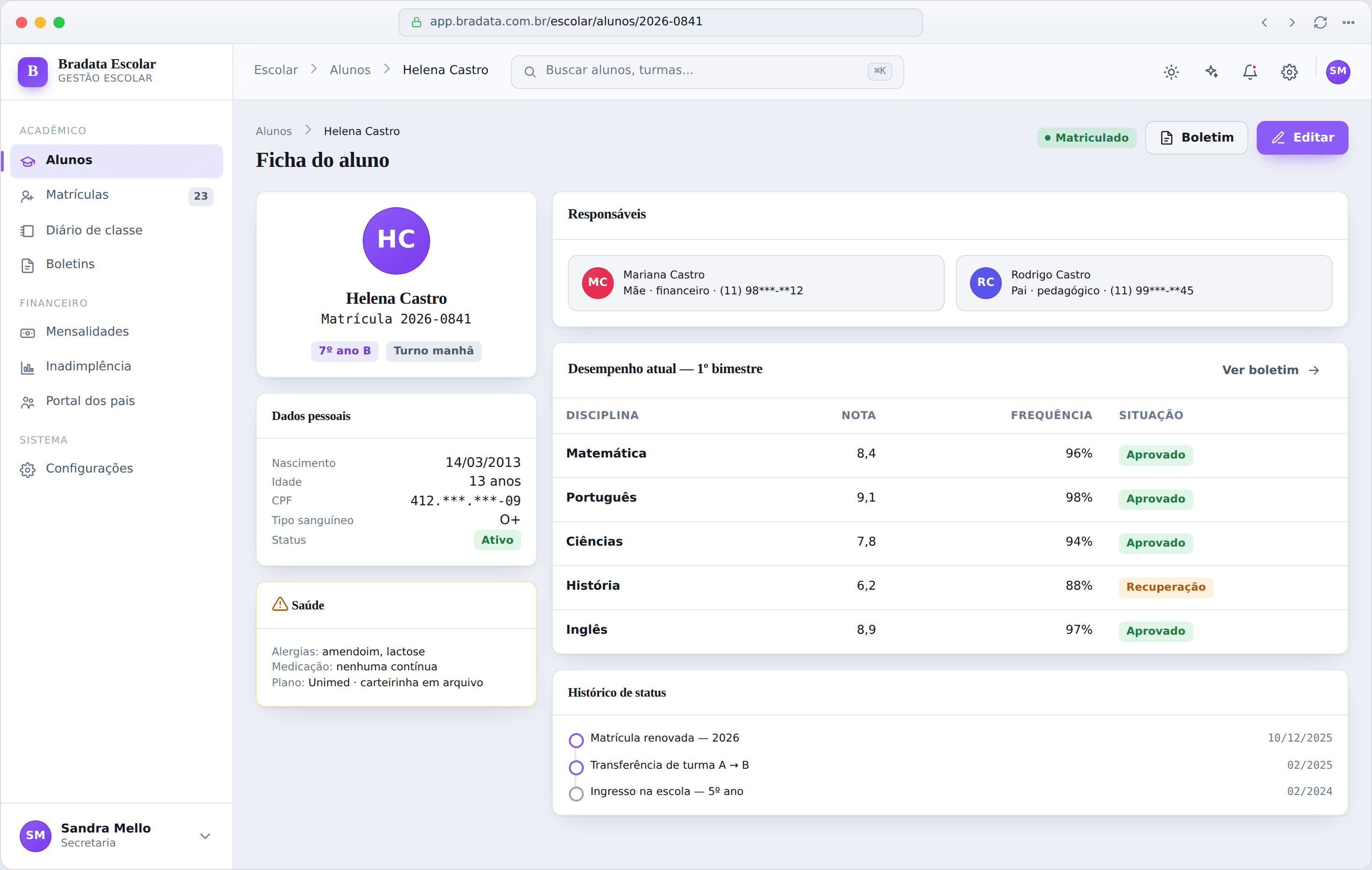 Sistema de Gestão Escolar