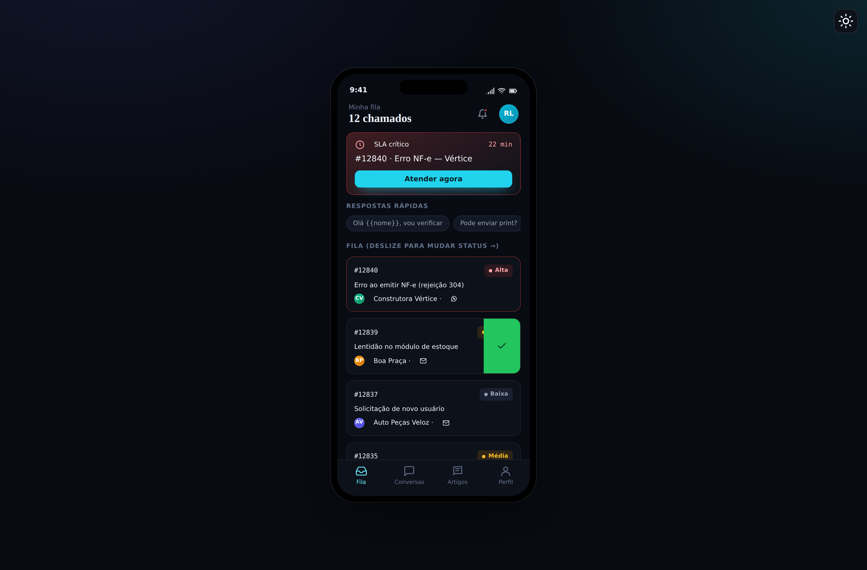 App mobile do agente
